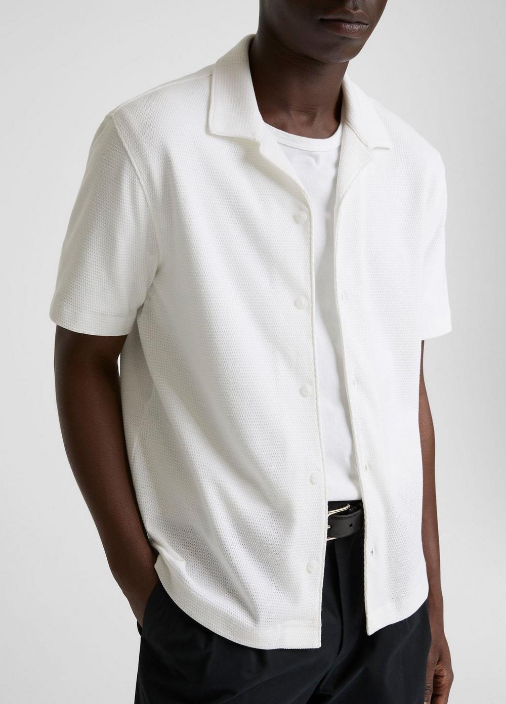 Vince Mesh-Knit Cotton-Blend Cabana Shirt - Short Sleeve
