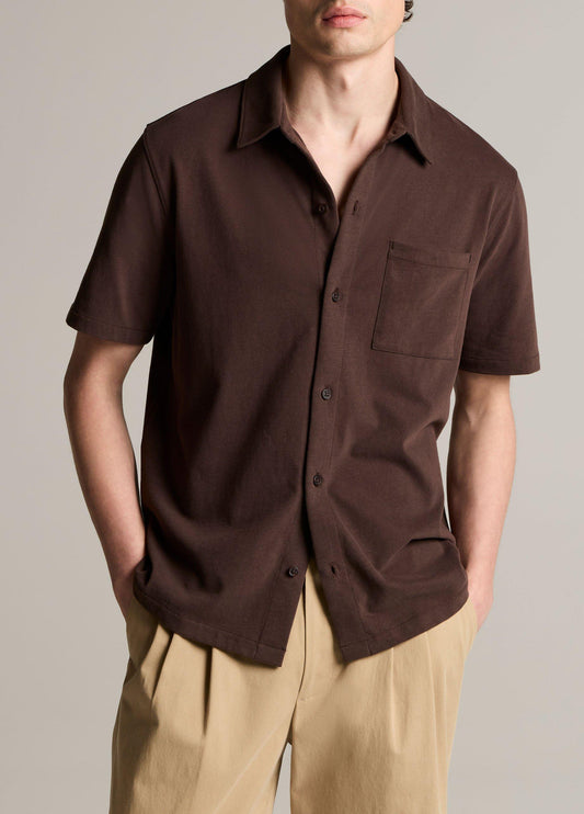Vince Sueded Cotton Jersey Button-Front Shirt - Short Sleeve