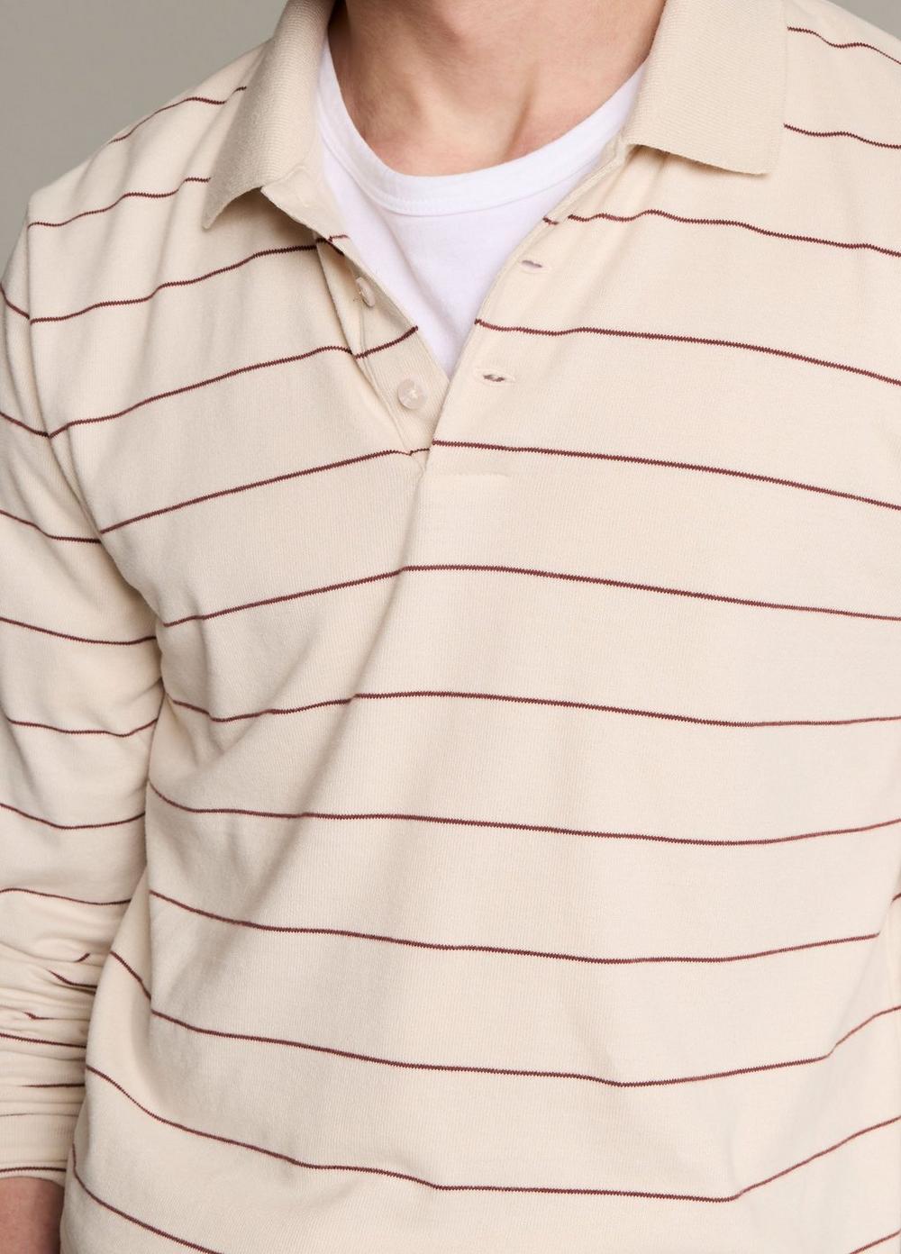 Vince Striped Cotton-Blend Long-Sleeve Polo Shirt - Henleys & Polos