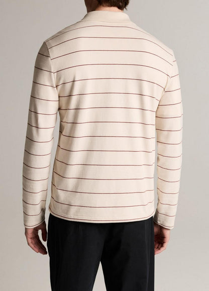 Vince Striped Cotton-Blend Long-Sleeve Polo Shirt - Henleys & Polos