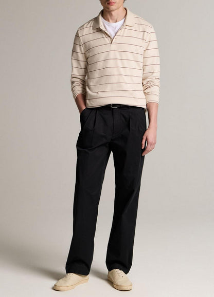 Vince Striped Cotton-Blend Long-Sleeve Polo Shirt - Henleys & Polos