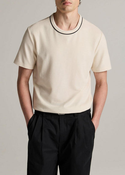 Vince Tipped Pima Cotton Piqué T-Shirt - Short Sleeve