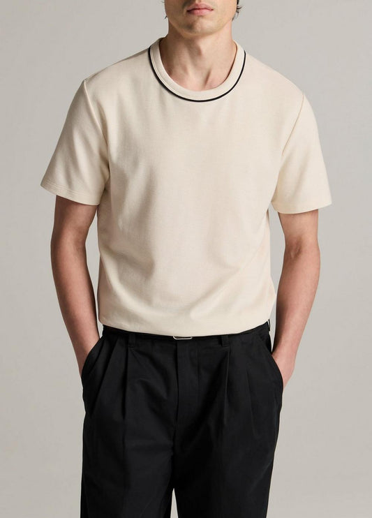 Vince Tipped Pima Cotton Piqué T-Shirt - Short Sleeve