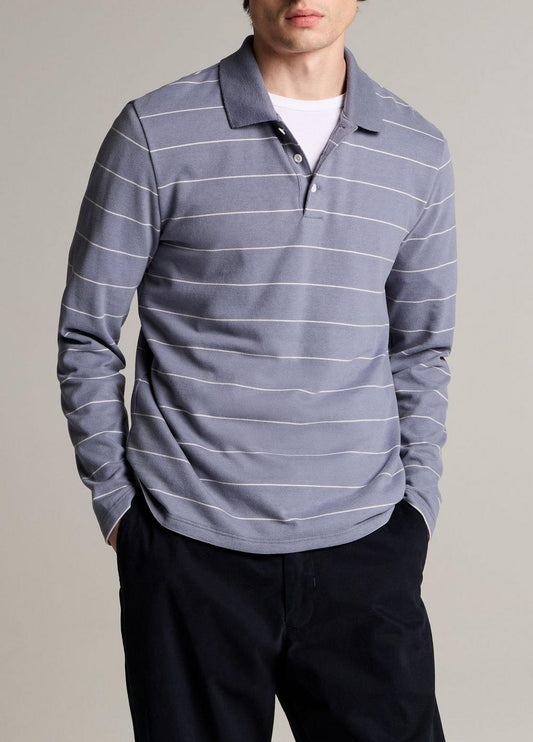 Vince Striped Cotton-Blend Long-Sleeve Polo Shirt - Henleys & Polos