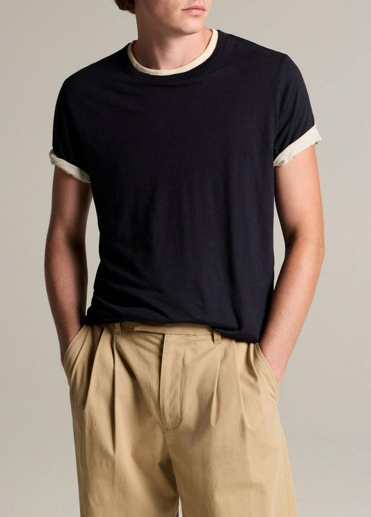 Vince Double-Layer Pima Cotton T-Shirt - Short Sleeve