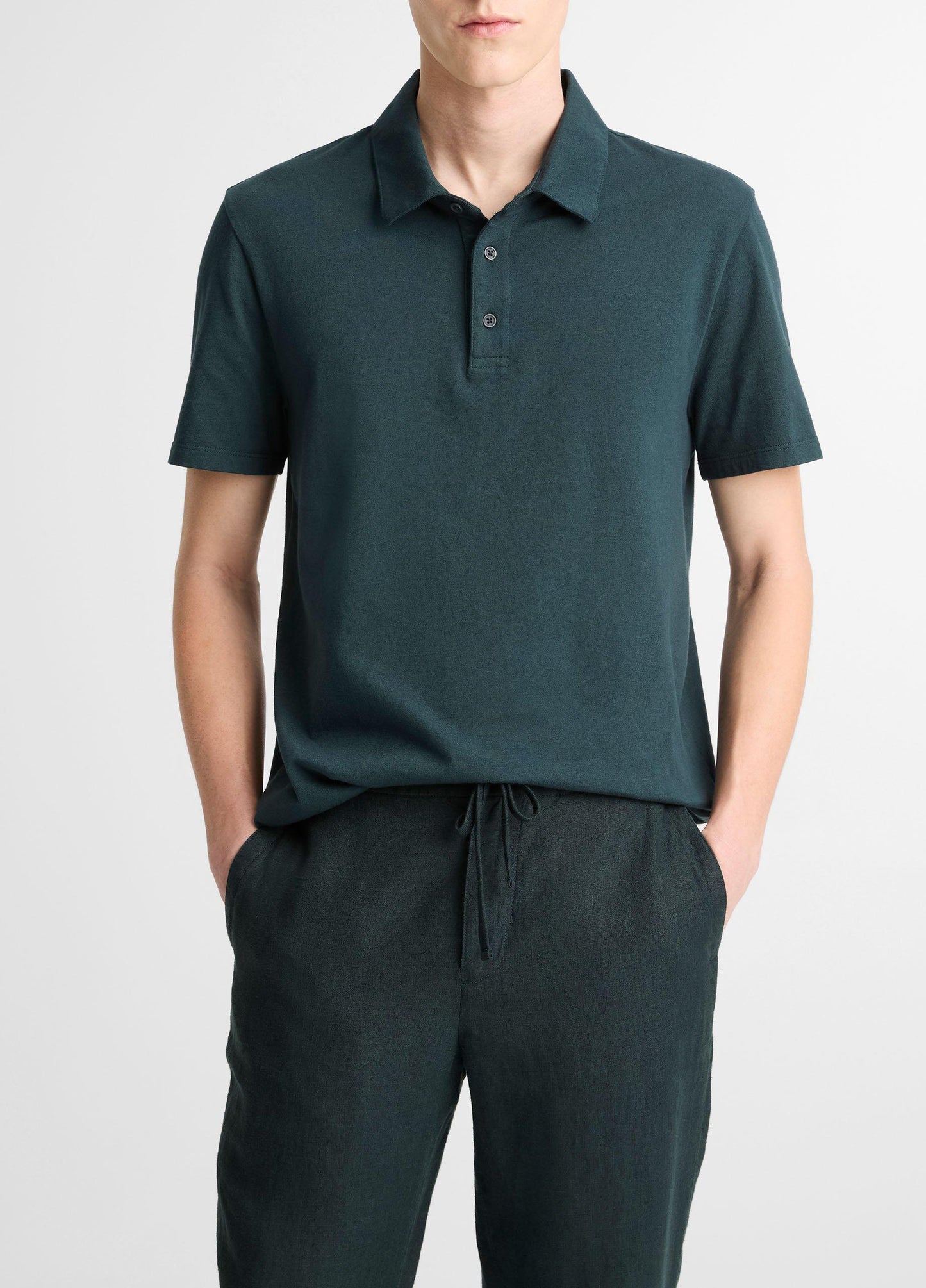 Vince Garment Dye Cotton Polo Shirt - Short Sleeve
