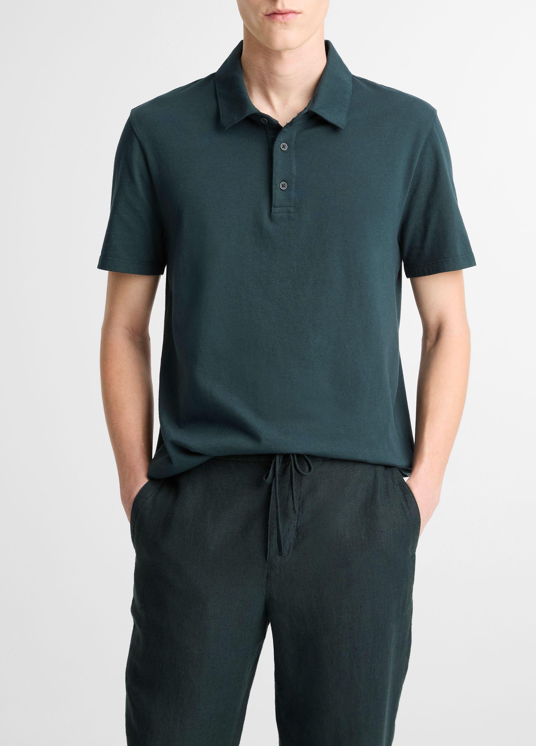 Vince Garment Dye Cotton Polo Shirt - Short Sleeve