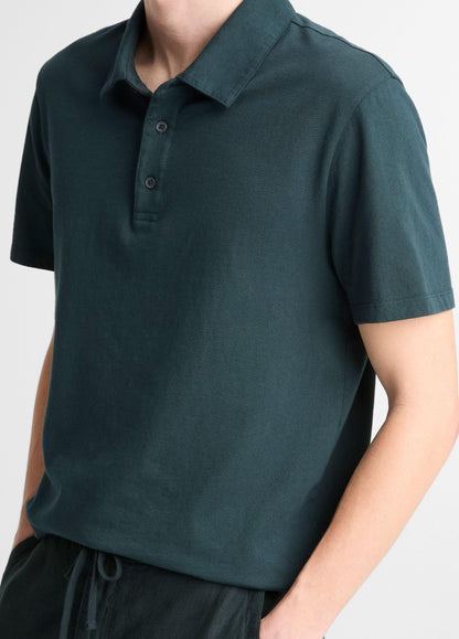 Vince Garment Dye Cotton Polo Shirt - Short Sleeve