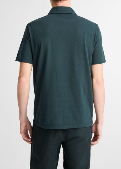 Vince Garment Dye Cotton Polo Shirt - Short Sleeve