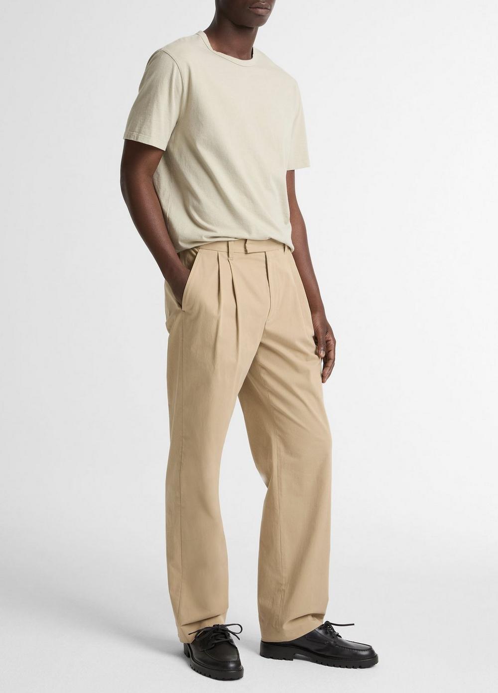 Vince Louie Relaxed Stretch-Cotton Double-Pleated Trouser - Trousers