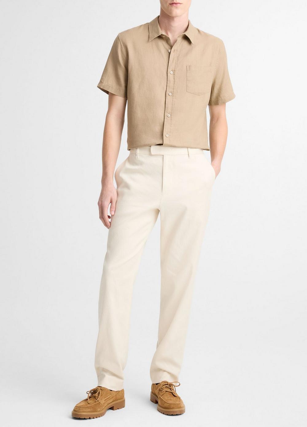 Vince Owen Athletic Linen-Cotton Extended-Tab Pant - Trousers