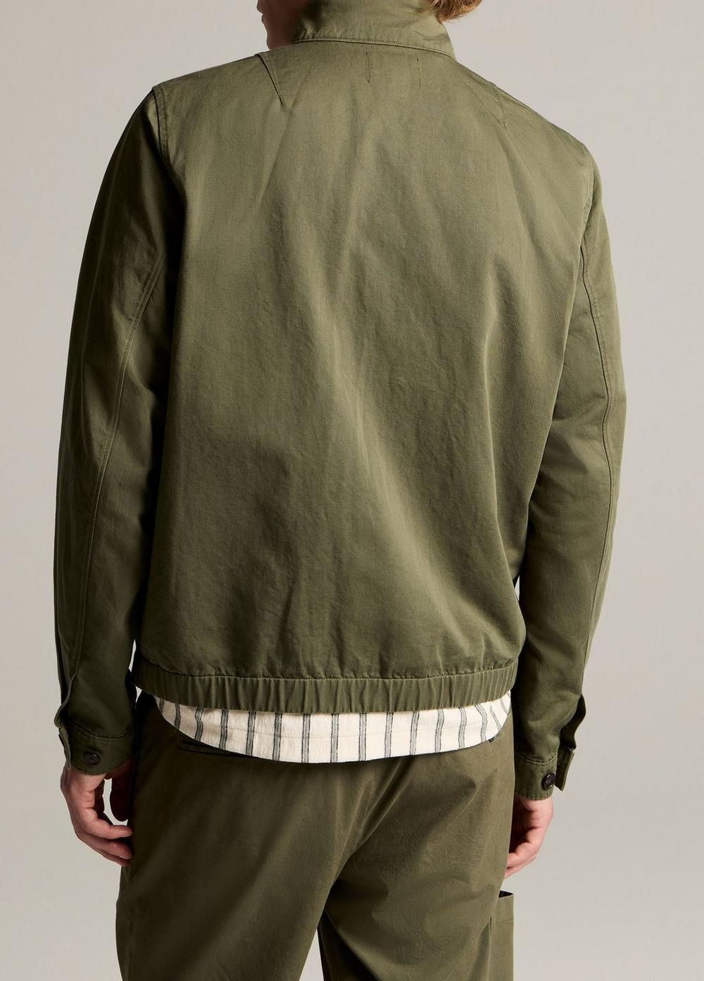 Vince Italian Cotton-Linen Band-Collar Bomber Jacket - Jackets