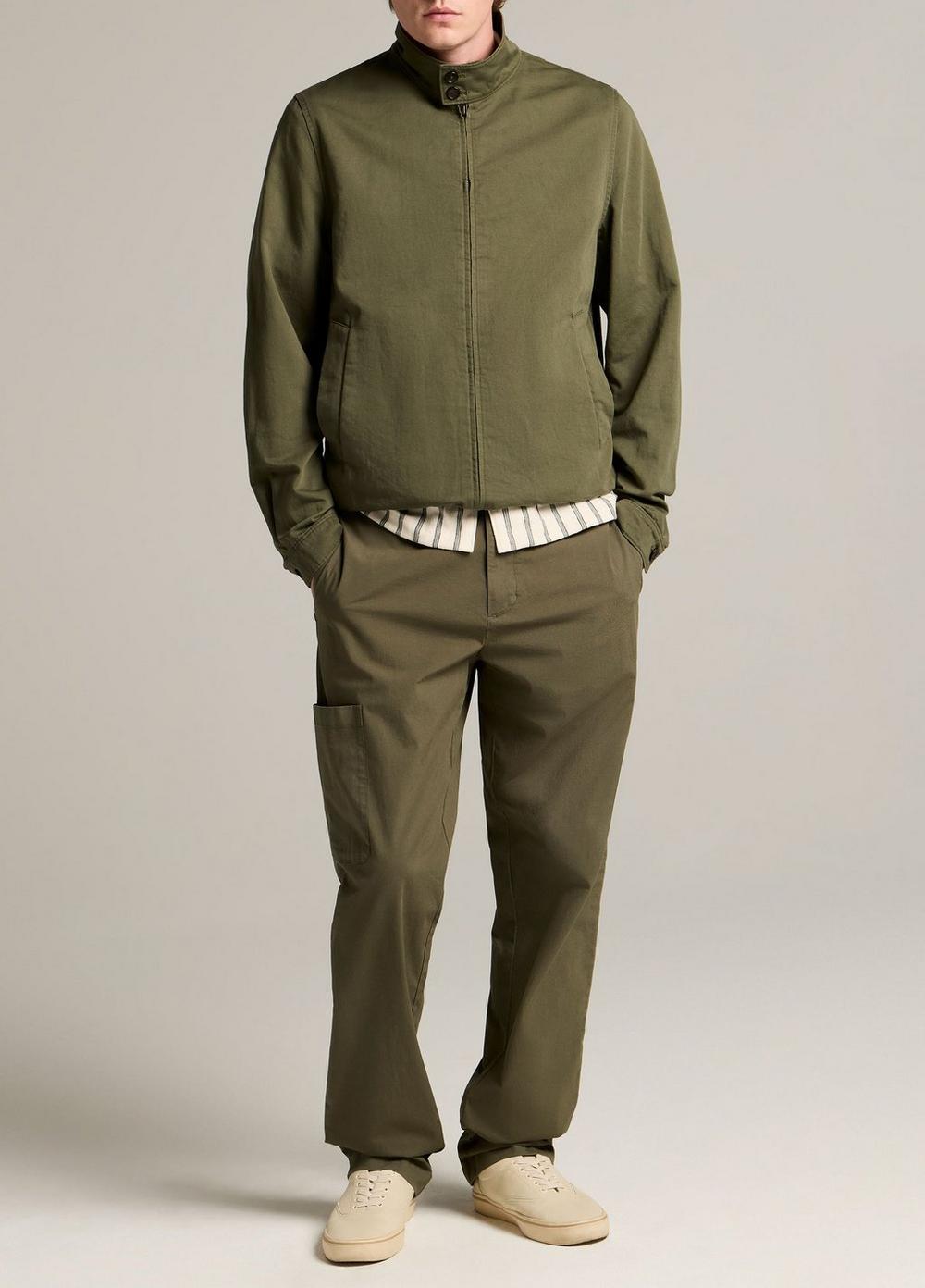Vince Italian Cotton-Linen Band-Collar Bomber Jacket - Jackets