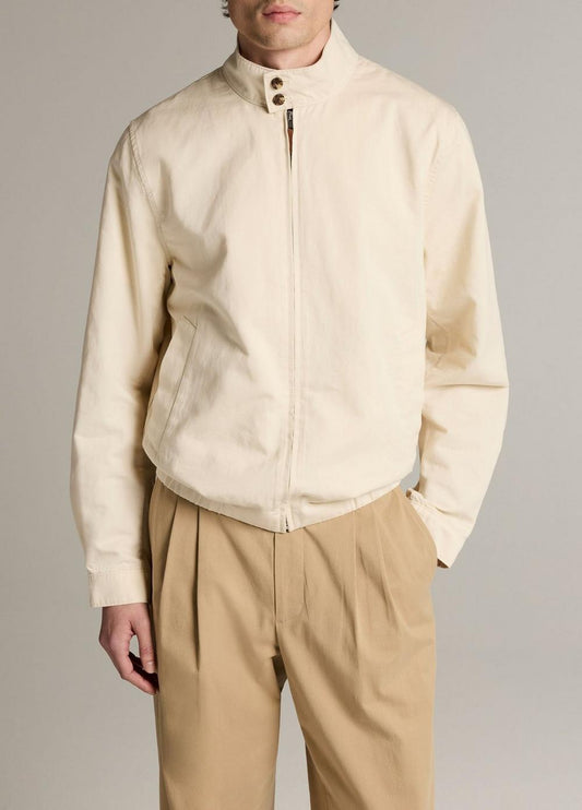 Vince Italian Cotton-Linen Band-Collar Bomber Jacket - Jackets