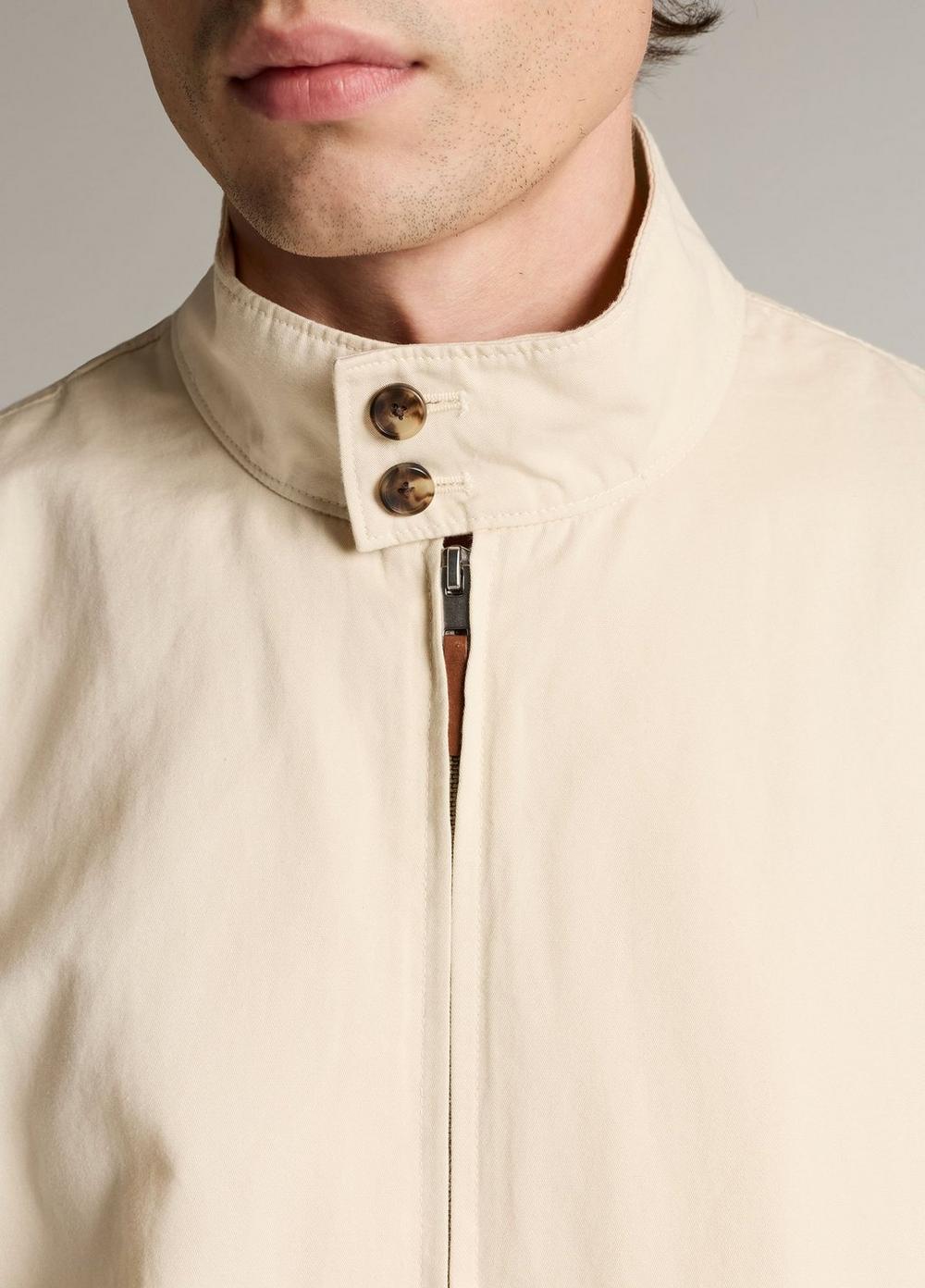 Vince Italian Cotton-Linen Band-Collar Bomber Jacket - Jackets