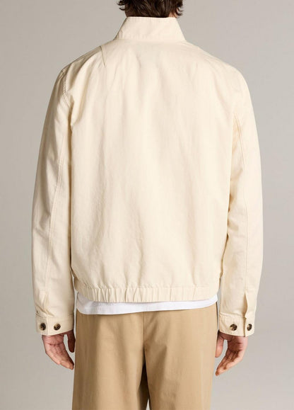 Vince Italian Cotton-Linen Band-Collar Bomber Jacket - Jackets