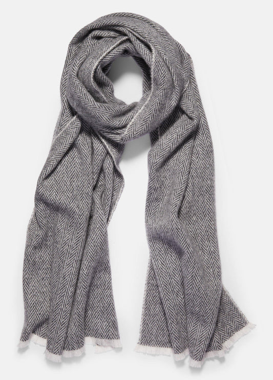 Vince Herringbone Cashmere Scarf - Scarves & Hats