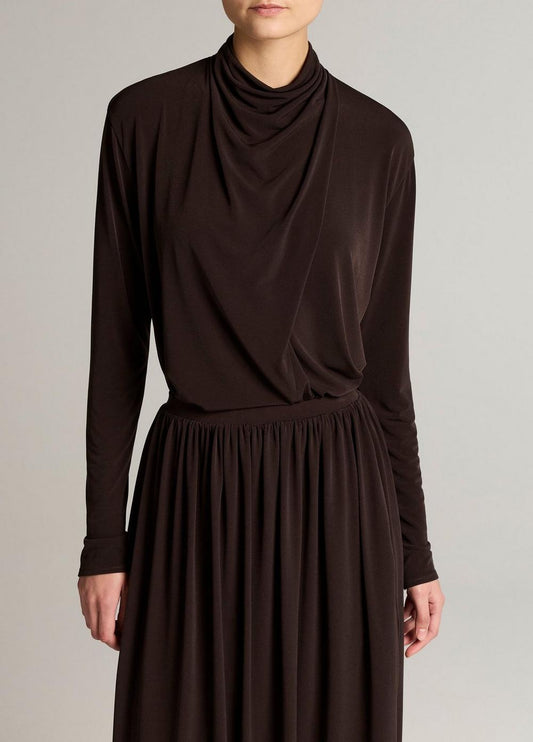 Vince Draped-Neck Long-Sleeve Top - Long Sleeve