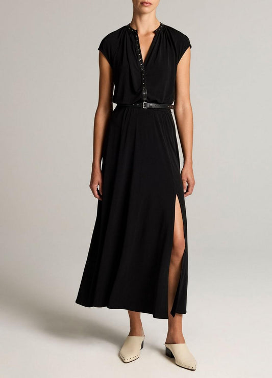 Vince Studded Matte Jersey Cap-Sleeve Dress - Dresses