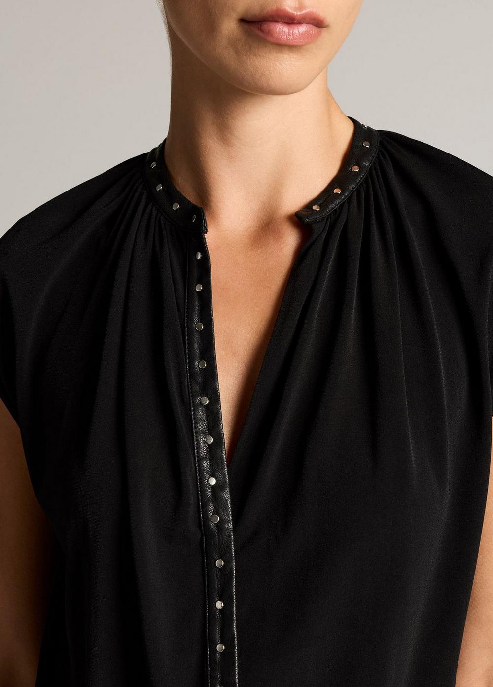 Vince Studded Matte Jersey Cap-Sleeve Dress - Dresses