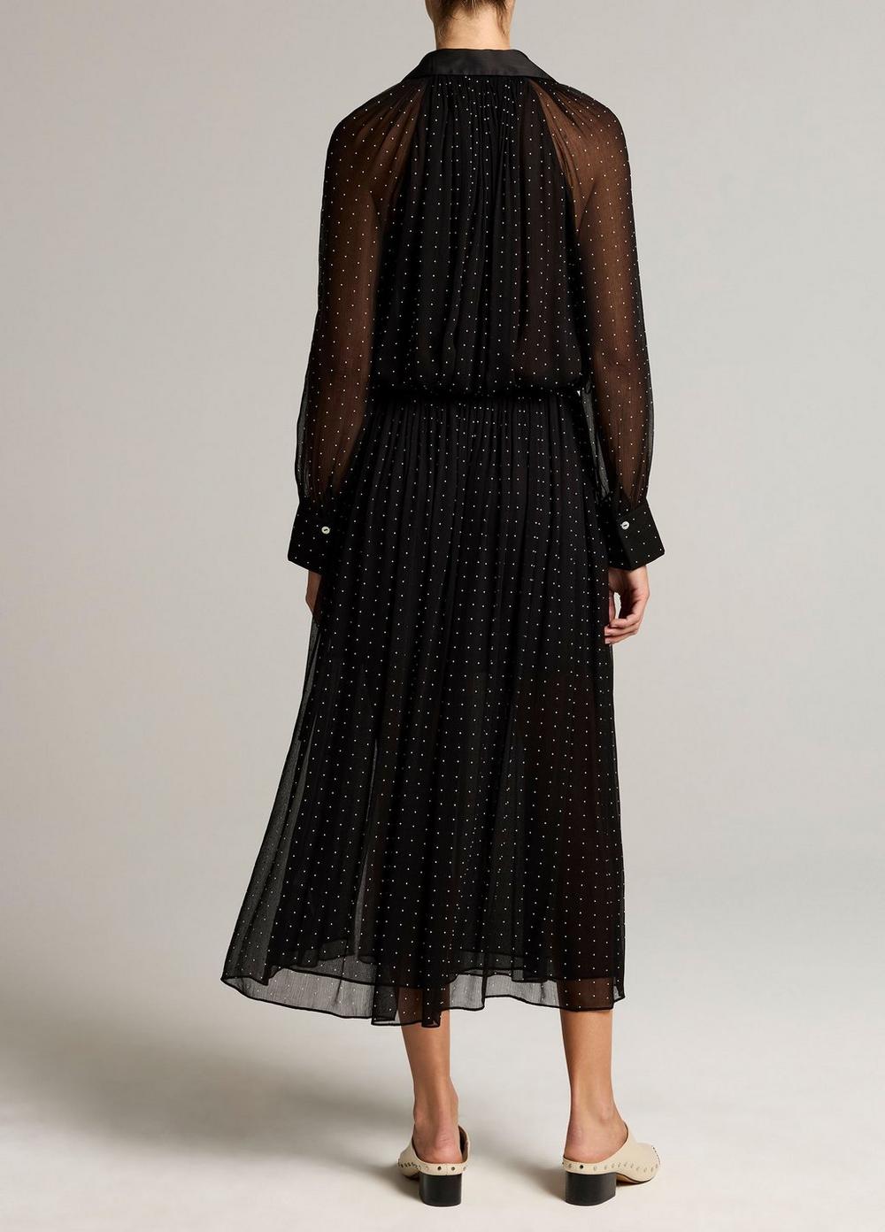 Vince Heat-Set Dot Chiffon Gathered Skirt - Skirts