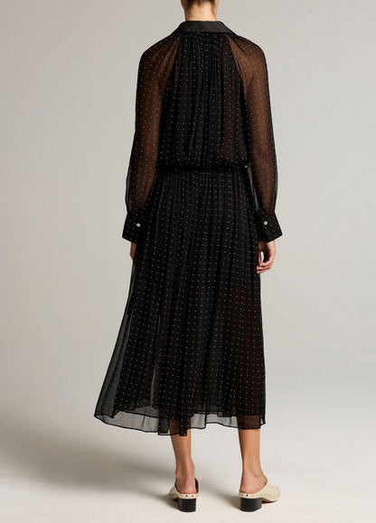 Vince Heat-Set Dot Chiffon Gathered Skirt - Skirts