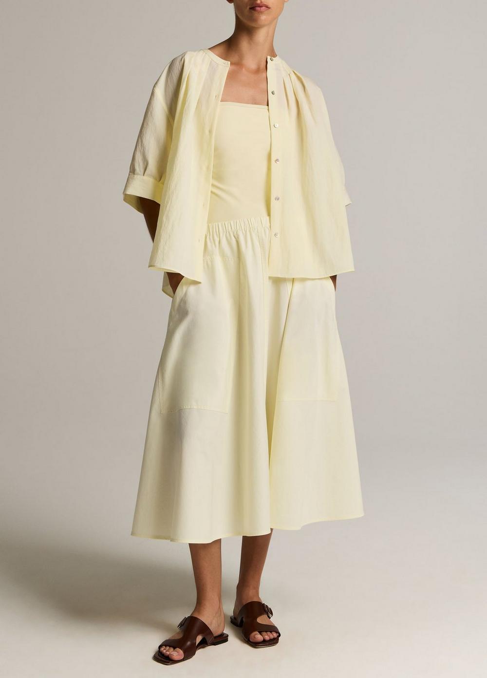 Vince Gathered A-Line Button-Front Shirt - Short Sleeve