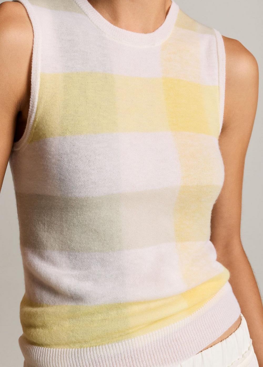 Vince Shadow Plaid Wool Shell - Crew Neck