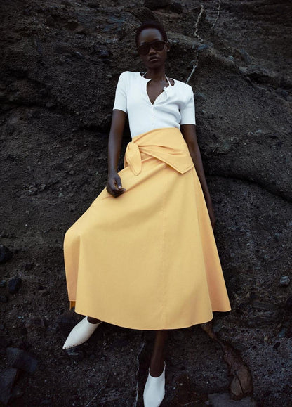 Vince Cotton Scarf-Tie Skirt - Skirts