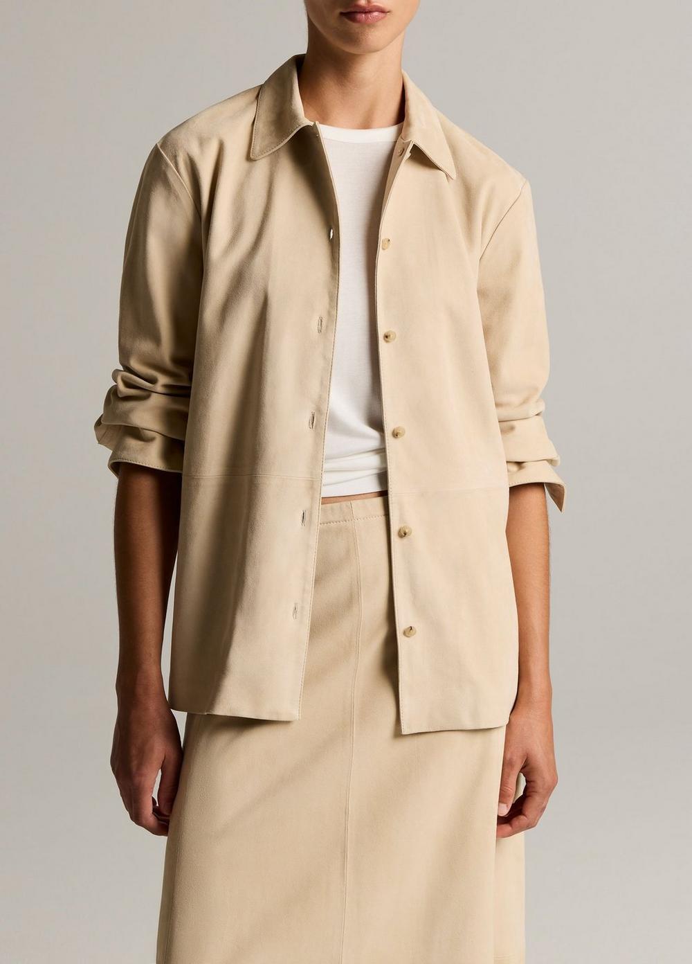 Vince Suede Paneled Shirt Jacket - Jackets