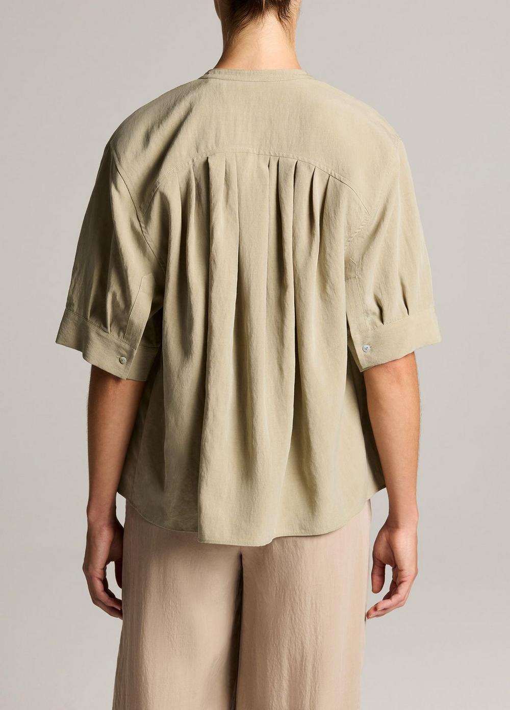 Vince Gathered A-Line Button-Front Shirt - Short Sleeve