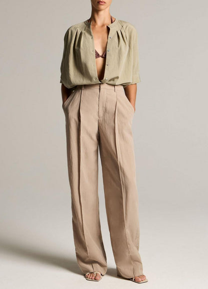 Vince Gathered A-Line Button-Front Shirt - Short Sleeve