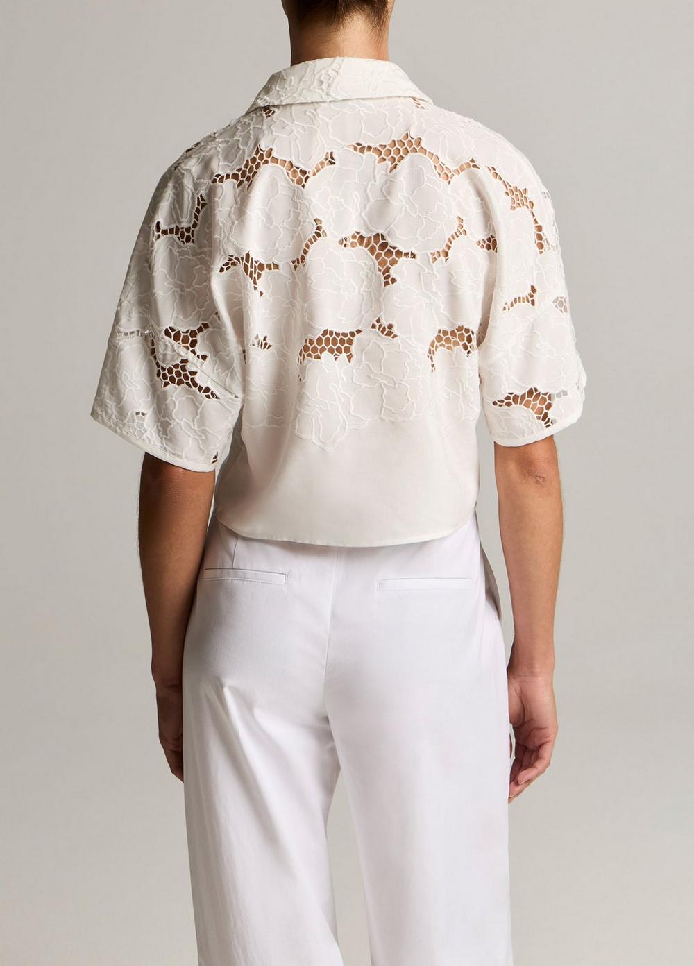 Vince Lace Cropped Short-Sleeve Shirt - Short Sleeve