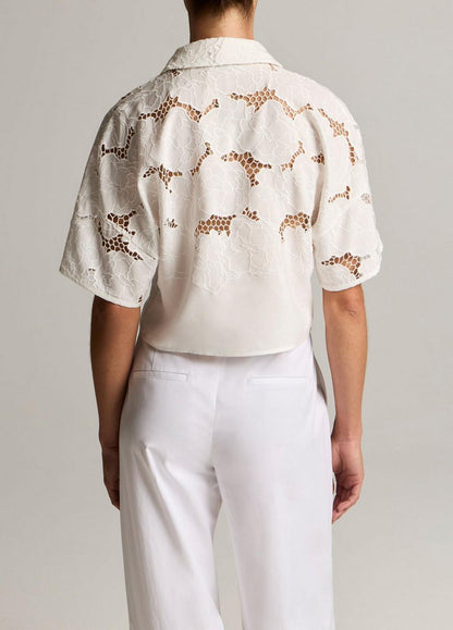 Vince Lace Cropped Short-Sleeve Shirt - Short Sleeve