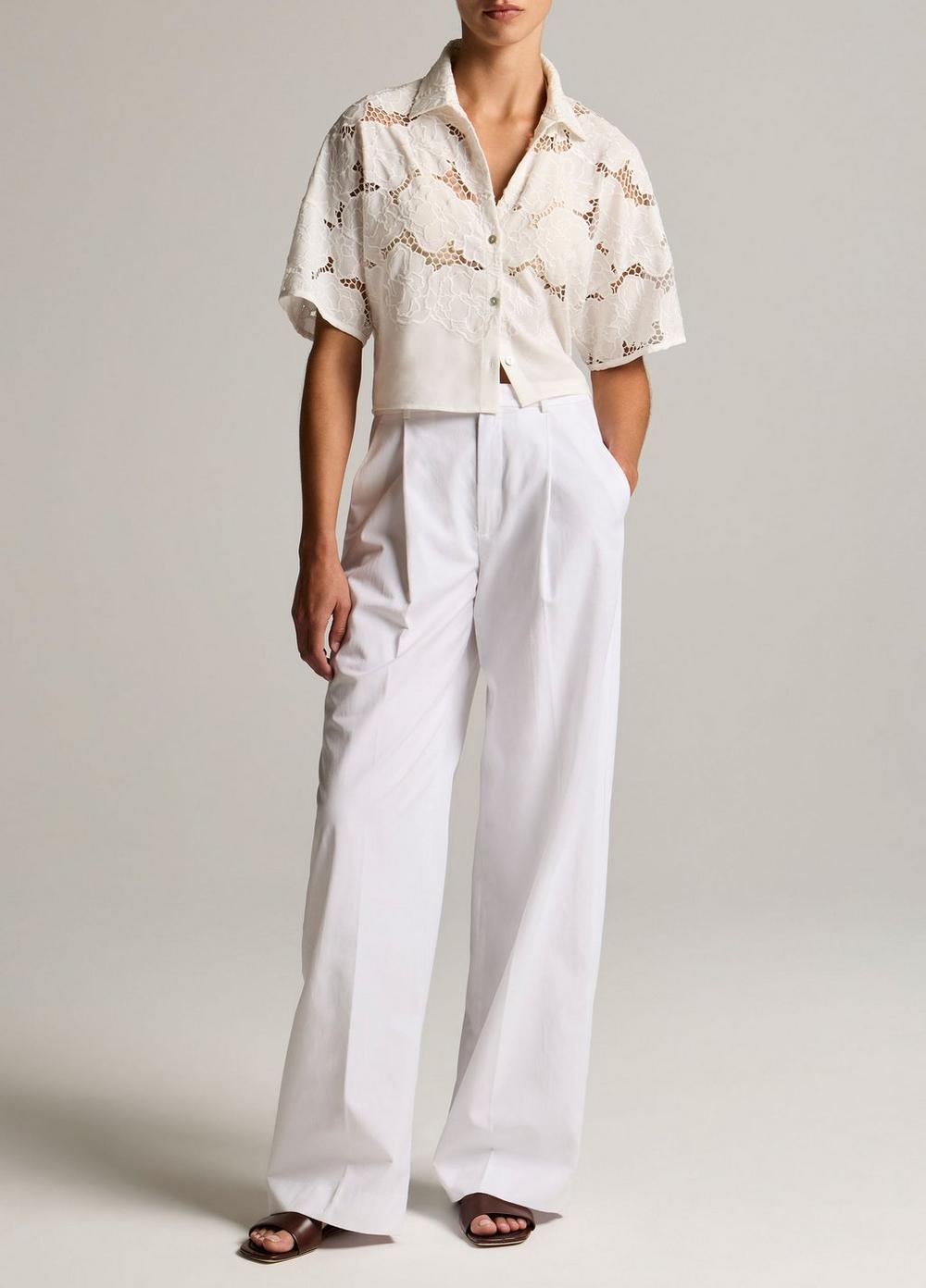 Vince Lace Cropped Short-Sleeve Shirt - Short Sleeve