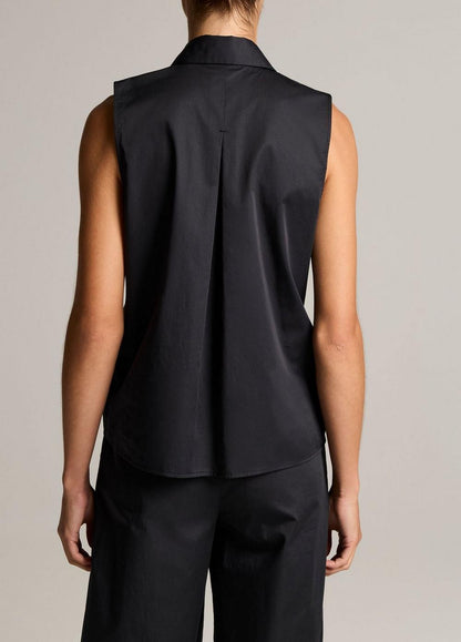 Vince Cotton Relaxed Sleeveless Button-Front Shirt - Tank Tops