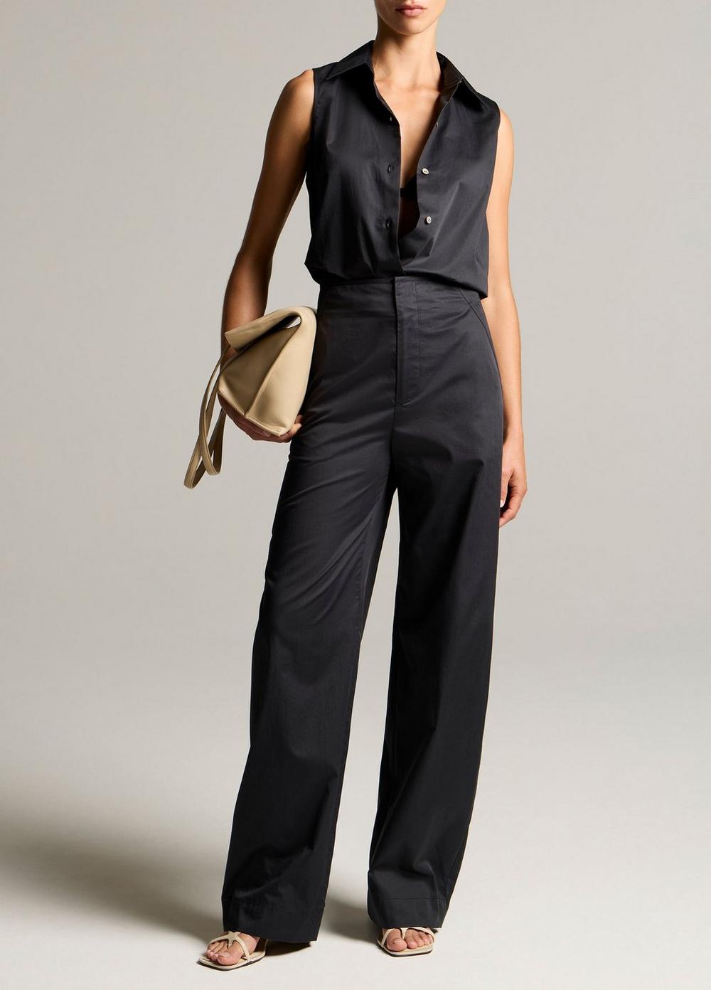 Vince Cotton Relaxed Sleeveless Button-Front Shirt - Tank Tops