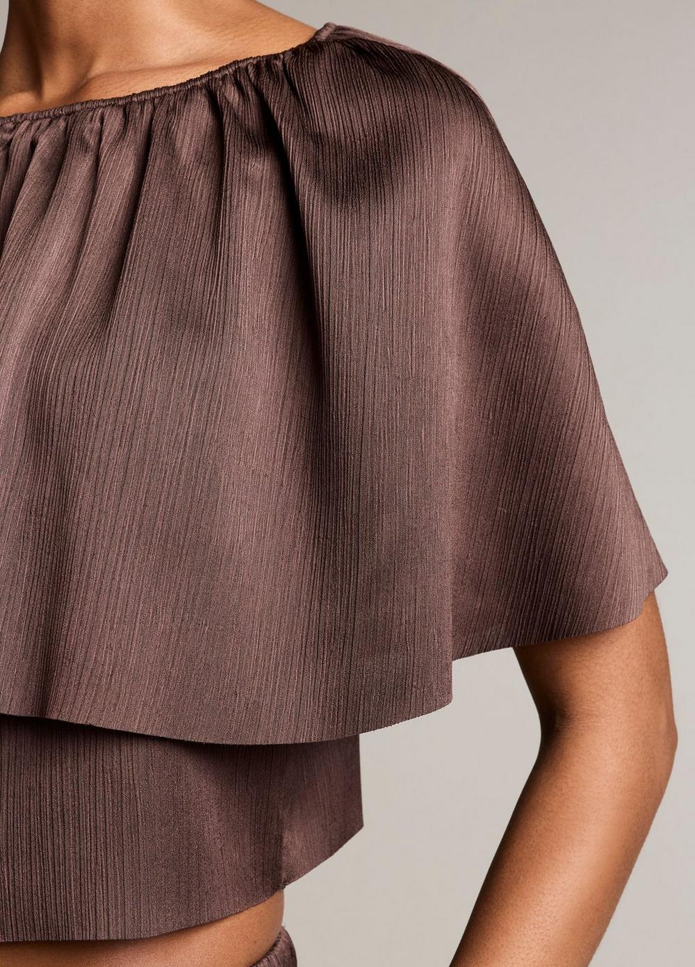 Vince Convertible Plissé Cape Top - Short Sleeve