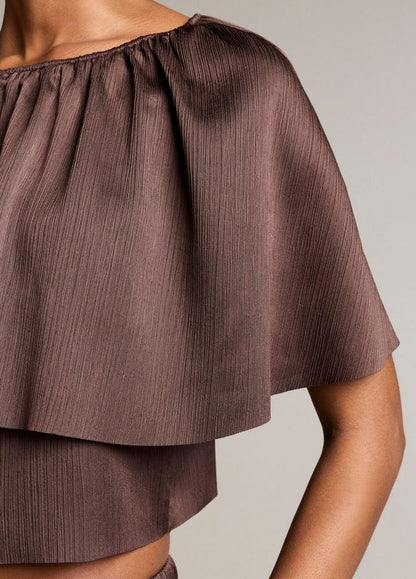 Vince Convertible Plissé Cape Top - Short Sleeve