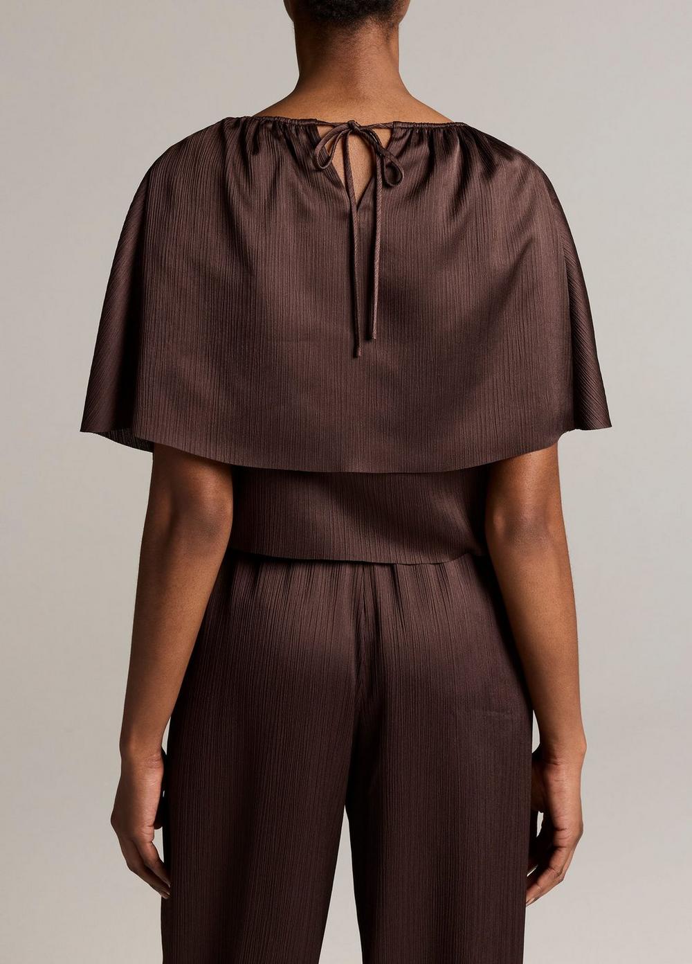 Vince Convertible Plissé Cape Top - Short Sleeve