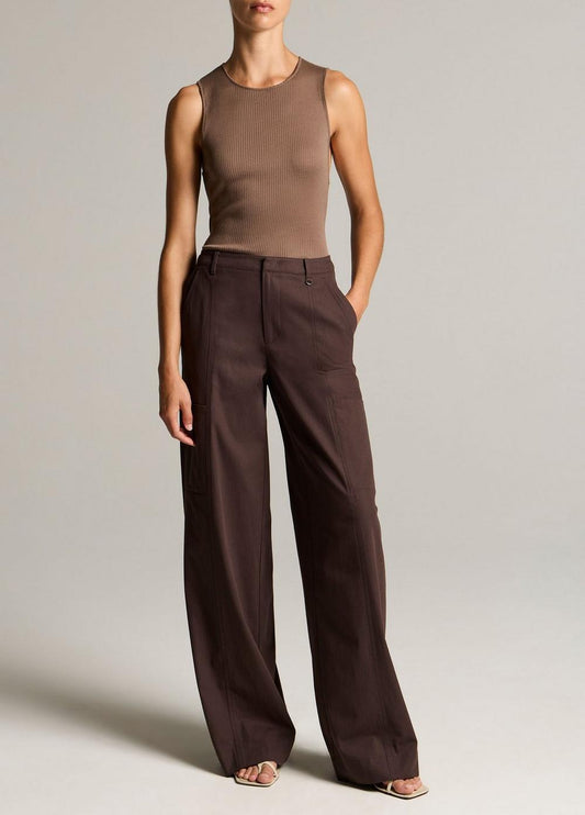 Vince Mid-Rise Paneled Stretch-Cotton Pant - Wide Leg