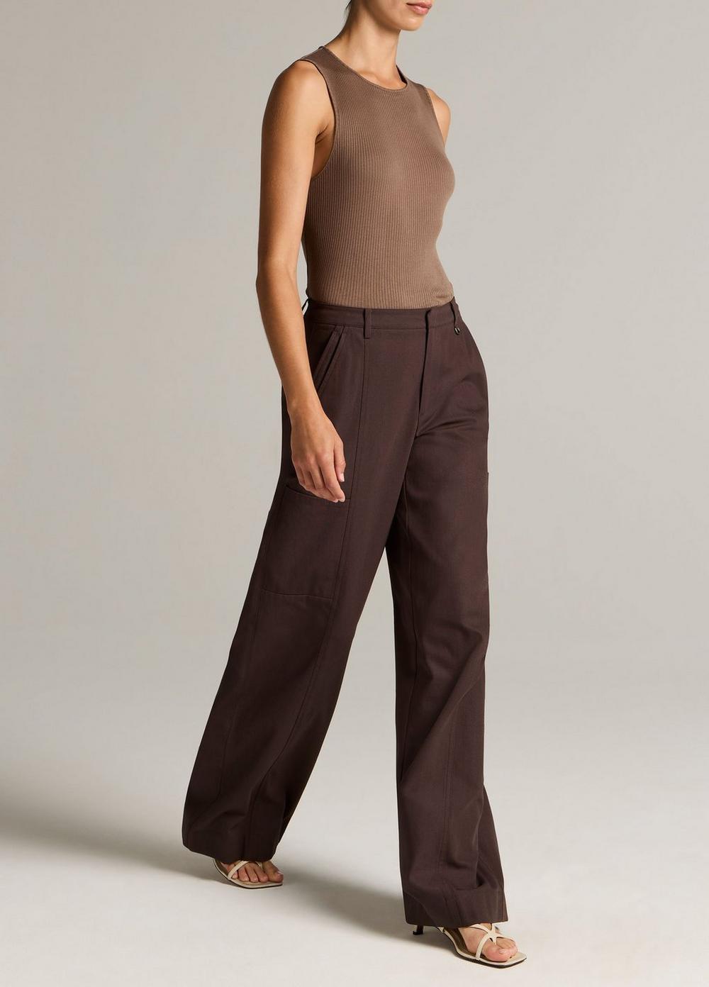 Vince Mid-Rise Paneled Stretch-Cotton Pant - Wide Leg
