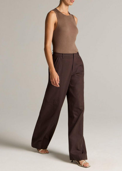 Vince Mid-Rise Paneled Stretch-Cotton Pant - Wide Leg