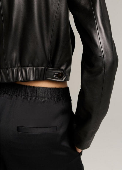 Vince Leather Cropped Jacket - Leather Jackets