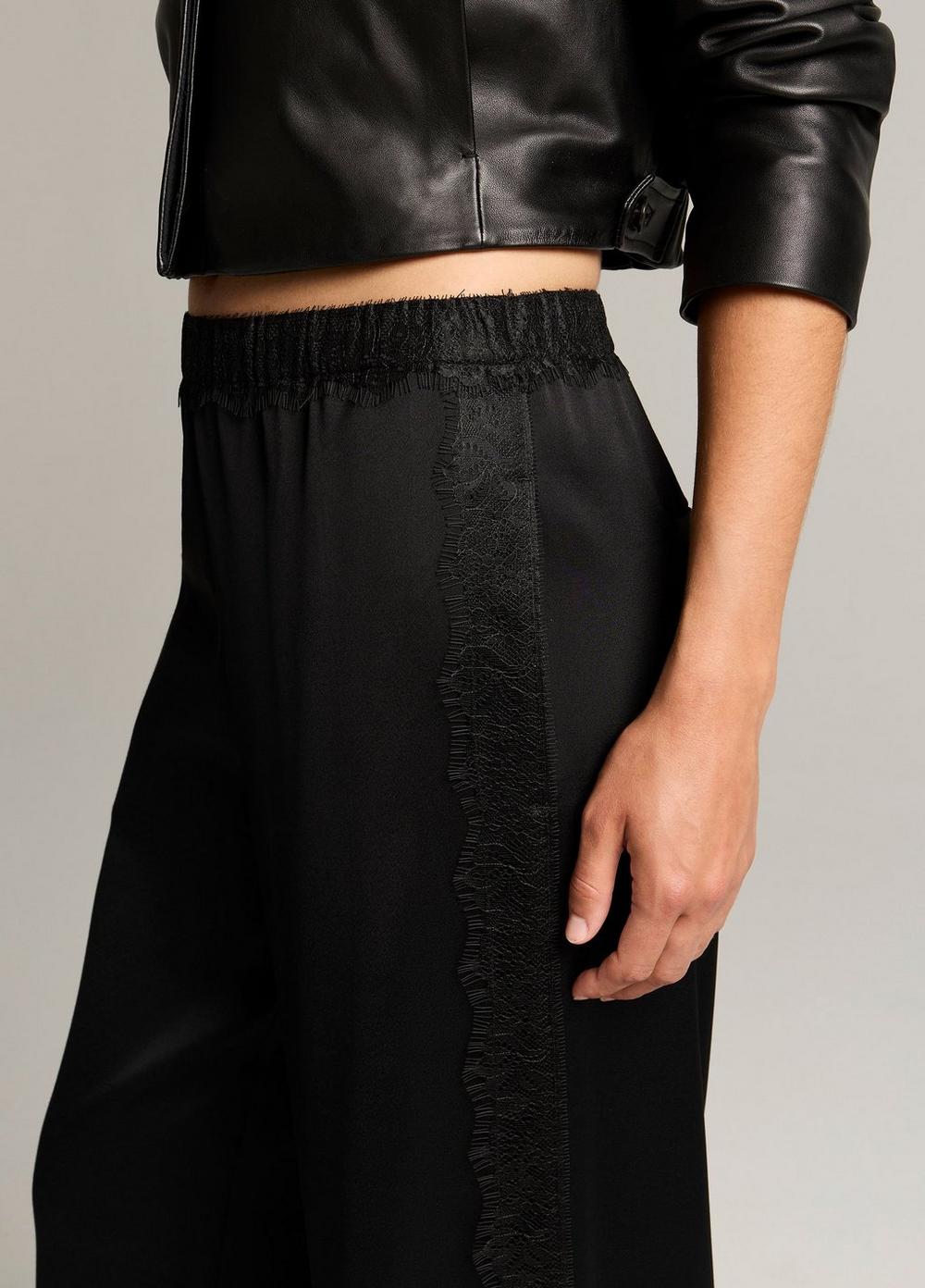 Vince Mid-Rise Lace-Trim Pull-On Pant - Wide Leg