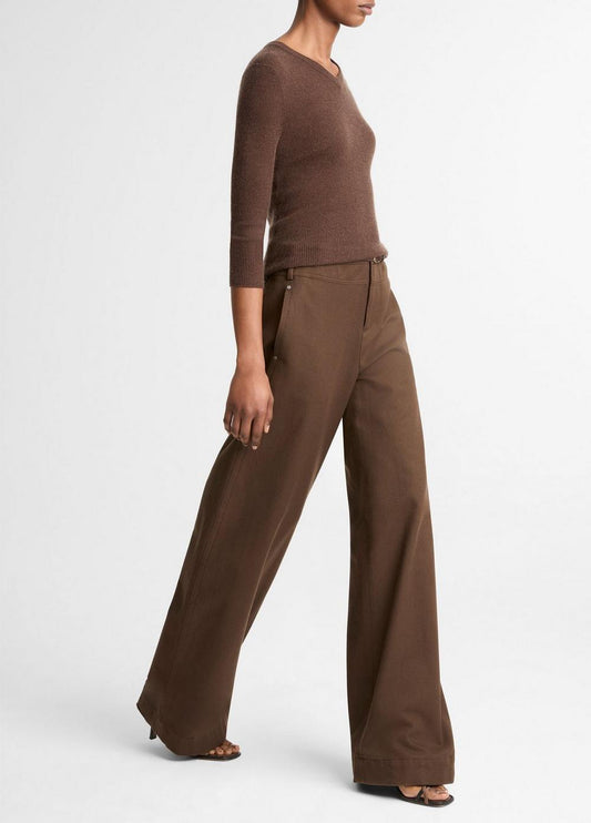 Vince Italian Cotton Utility Double-Waist Wide-Leg Pant - Pants & Shorts