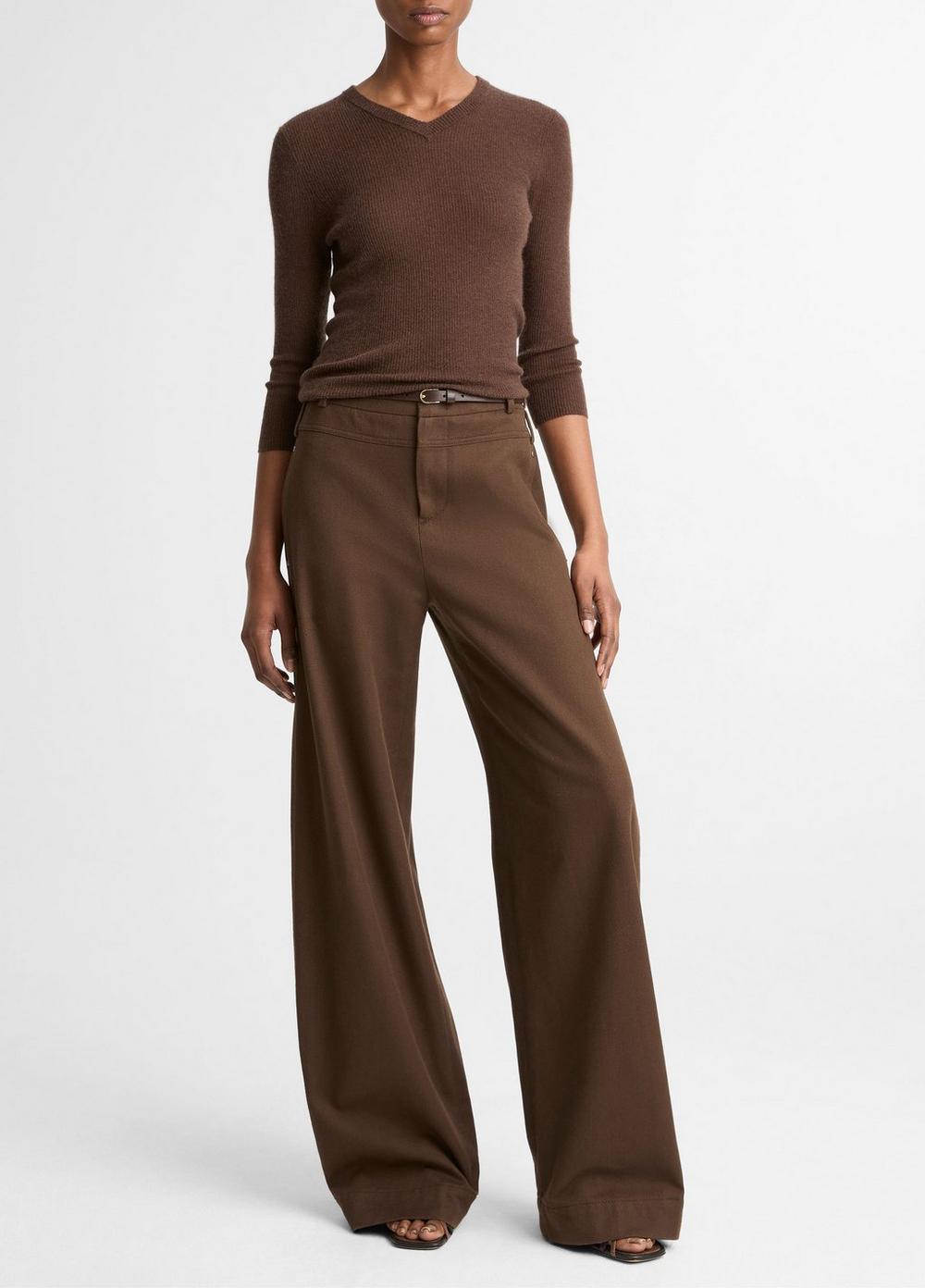 Vince Italian Cotton Utility Double-Waist Wide-Leg Pant - Pants & Shorts
