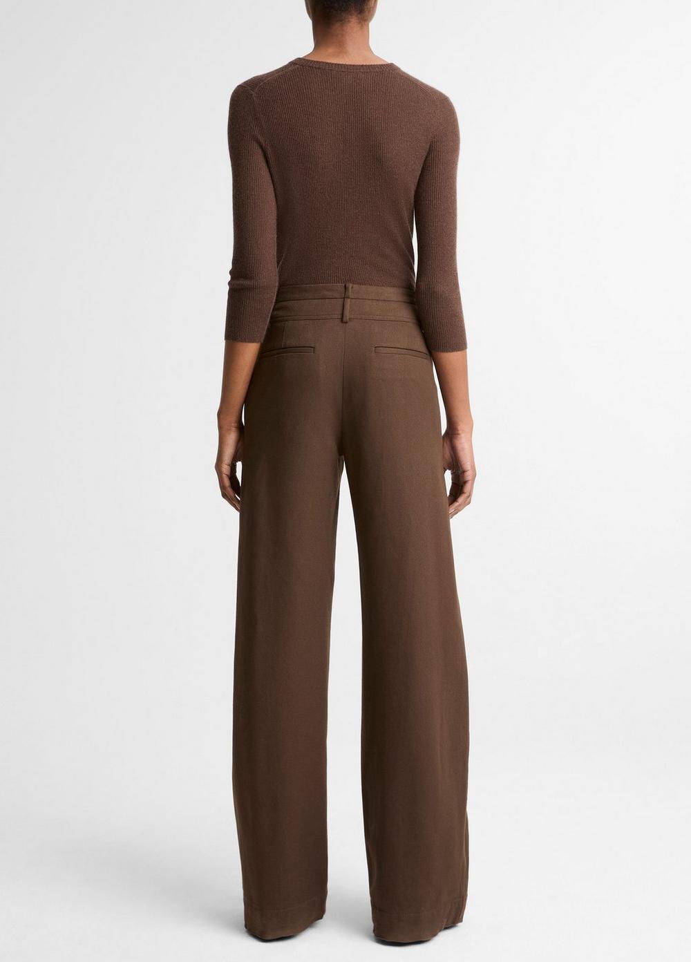 Vince Italian Cotton Utility Double-Waist Wide-Leg Pant - Pants & Shorts