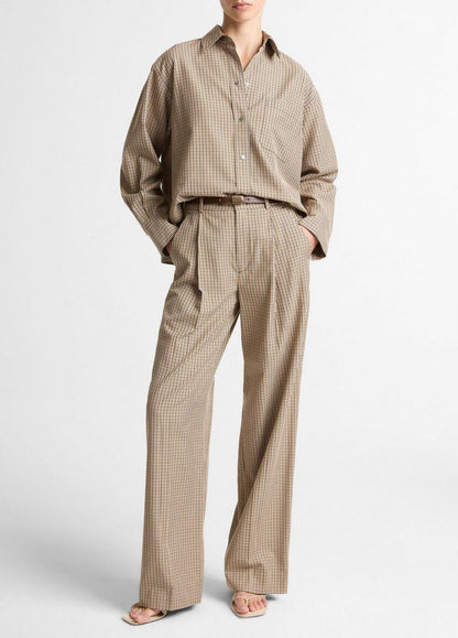 Vince Checked Italian Cotton-Blend Cropped Button-Front Shirt - Long Sleeve
