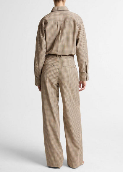 Vince Camille Checked Cotton-Blend Wide-Leg Trouser - Pants & Shorts